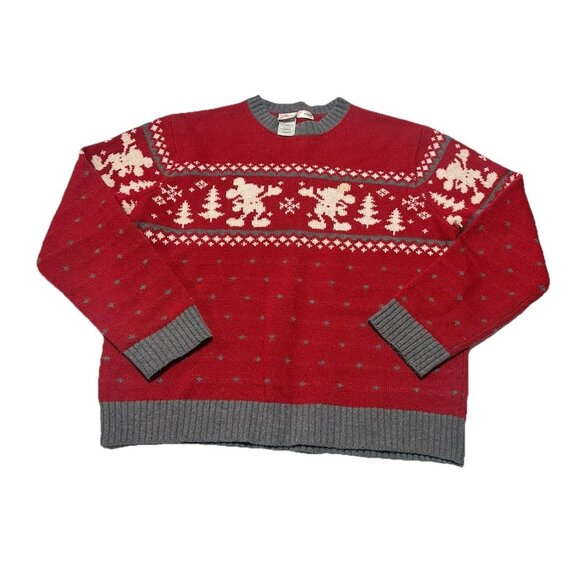 Vintage 2000s Y2K Disney Store Mickey Mouse Fair Isle Christmas Sweater Large - Picture 1 of 7